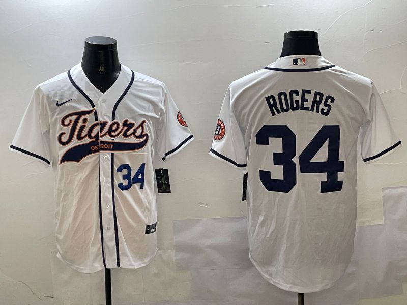 Men Detroit Tigers #34 Rogers White Jointly Name 2025 Nike MLB Jersey style 2->detroit tigers->MLB Jersey